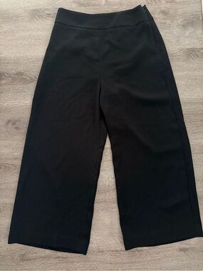 Express Black Wide-Leg Cropped Trousers